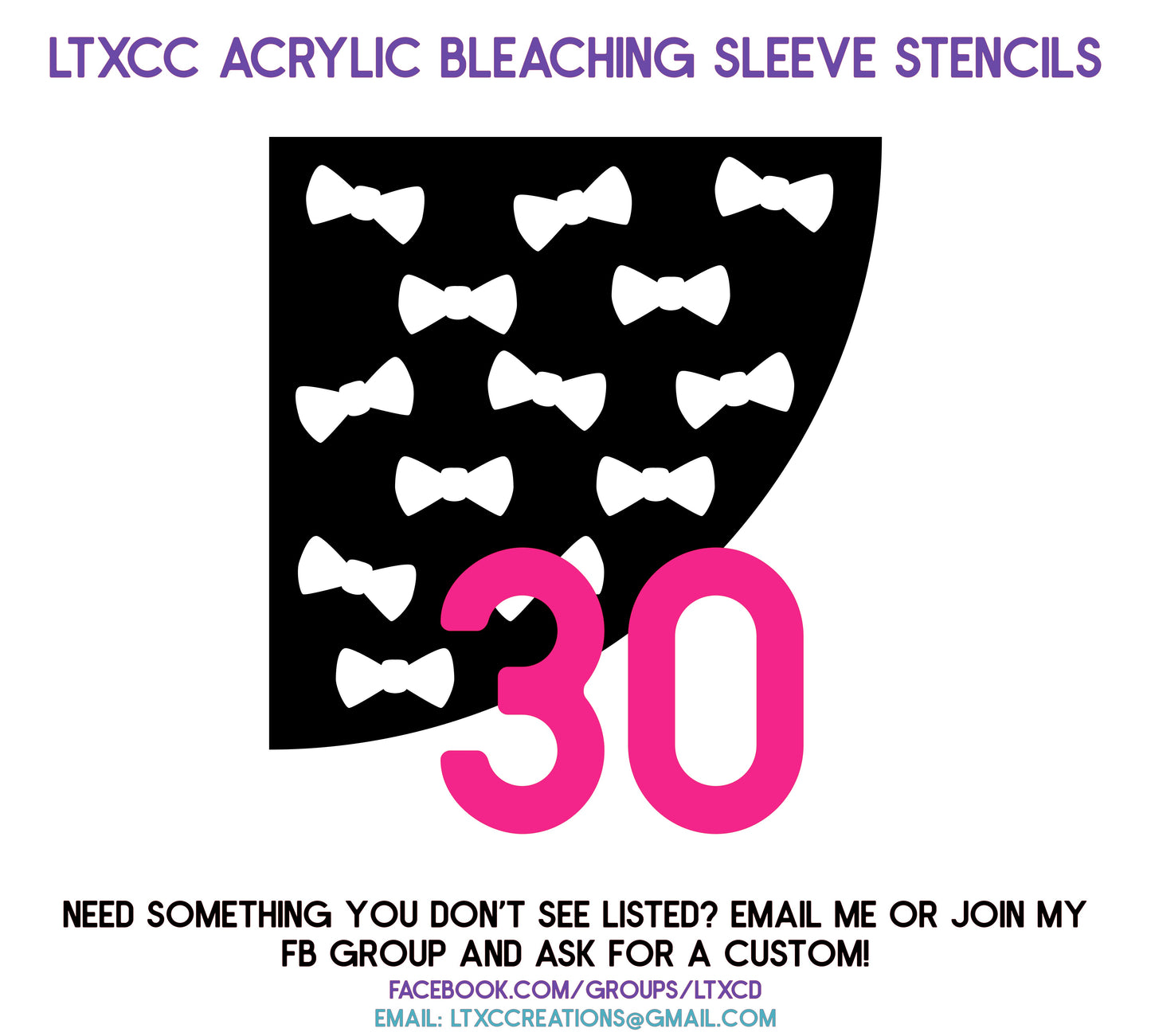 ADULT SIZE Acrylic Bleaching SLEEVE Stencils