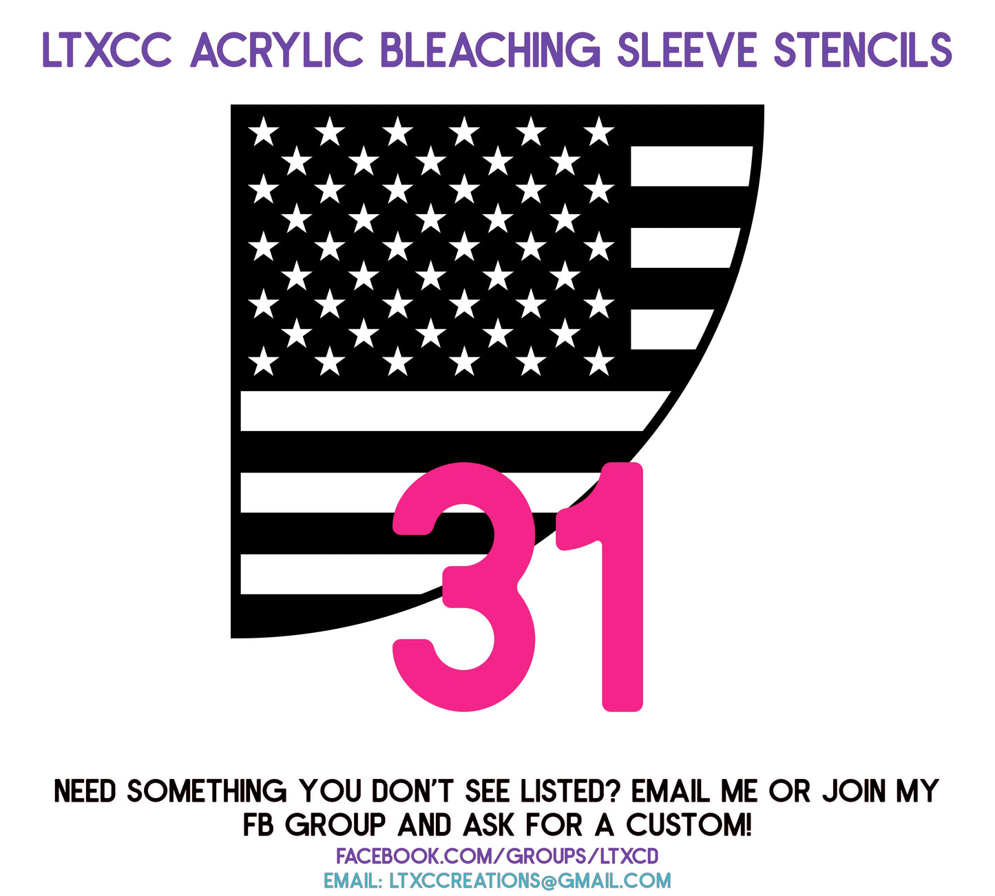 ADULT SIZE Acrylic Bleaching SLEEVE Stencils