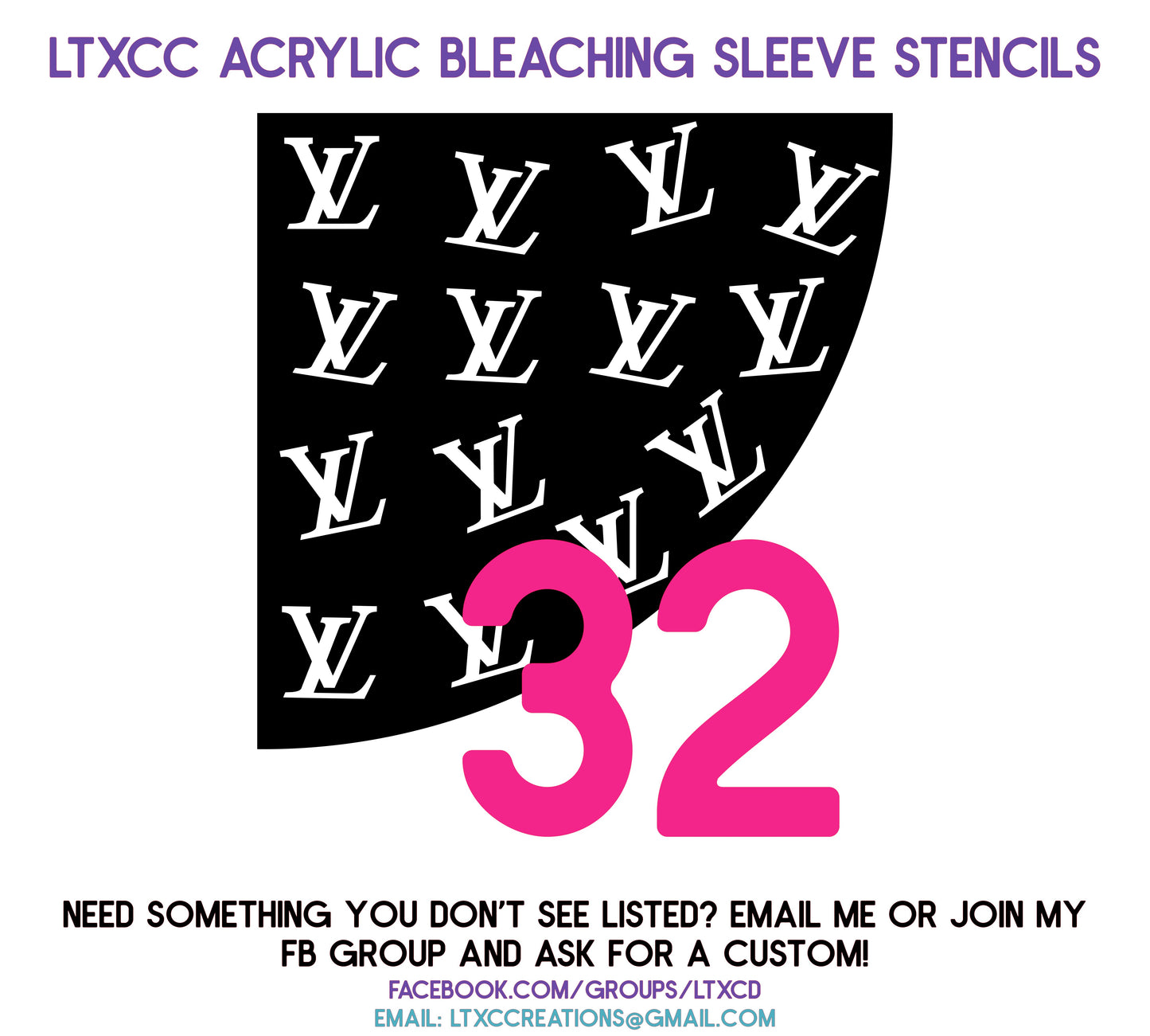 ADULT SIZE Acrylic Bleaching SLEEVE Stencils