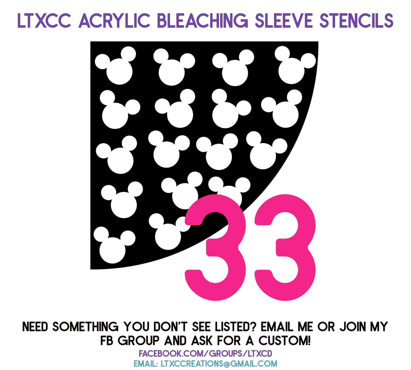 ADULT SIZE Acrylic Bleaching SLEEVE Stencils