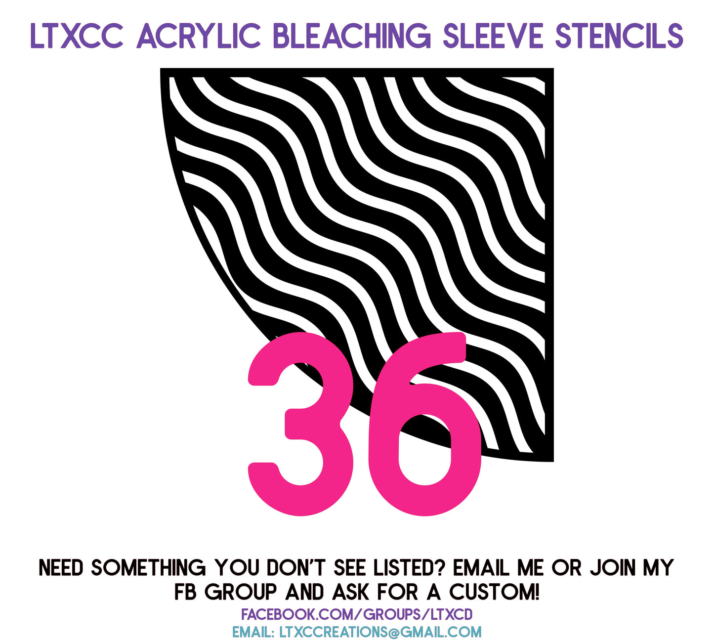 ADULT SIZE Acrylic Bleaching SLEEVE Stencils
