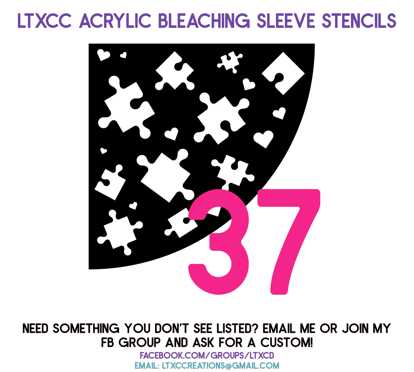 ADULT SIZE Acrylic Bleaching SLEEVE Stencils