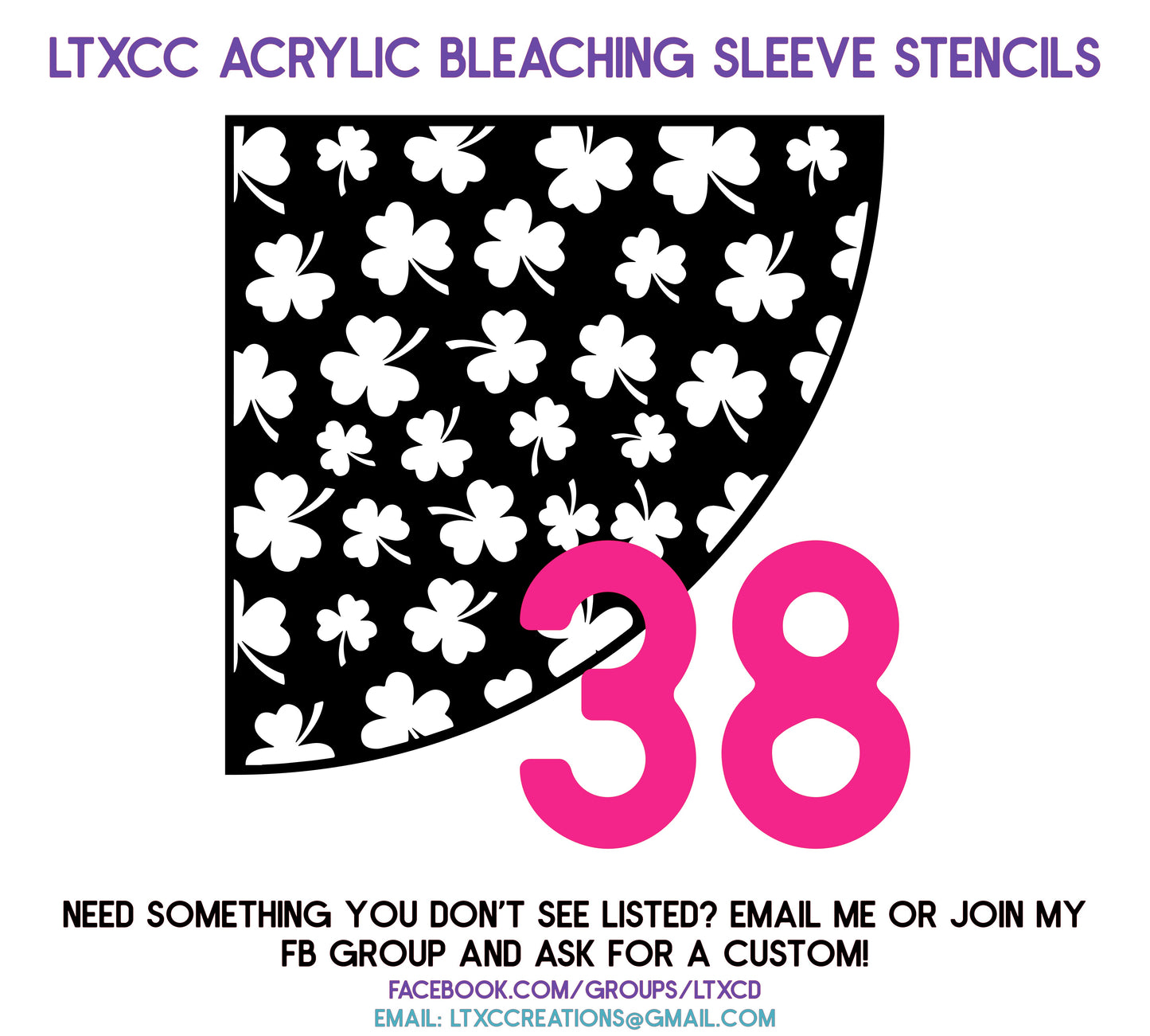 ADULT SIZE Acrylic Bleaching SLEEVE Stencils