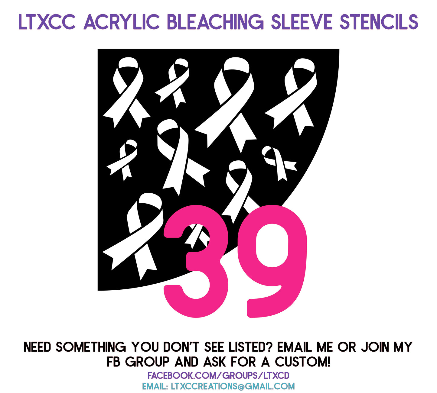 ADULT SIZE Acrylic Bleaching SLEEVE Stencils
