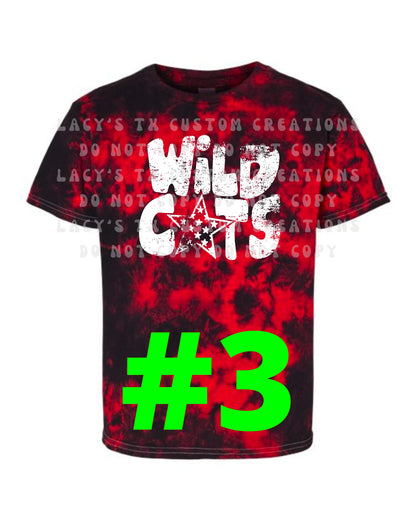 YOUTH WILDCAT TIE DYE TEES - PRE-ORDER - 7-14 DAY TURN AROUND TIME AFTER PRE-ORDER CLOSES TUESDAY, OCT. 11TH