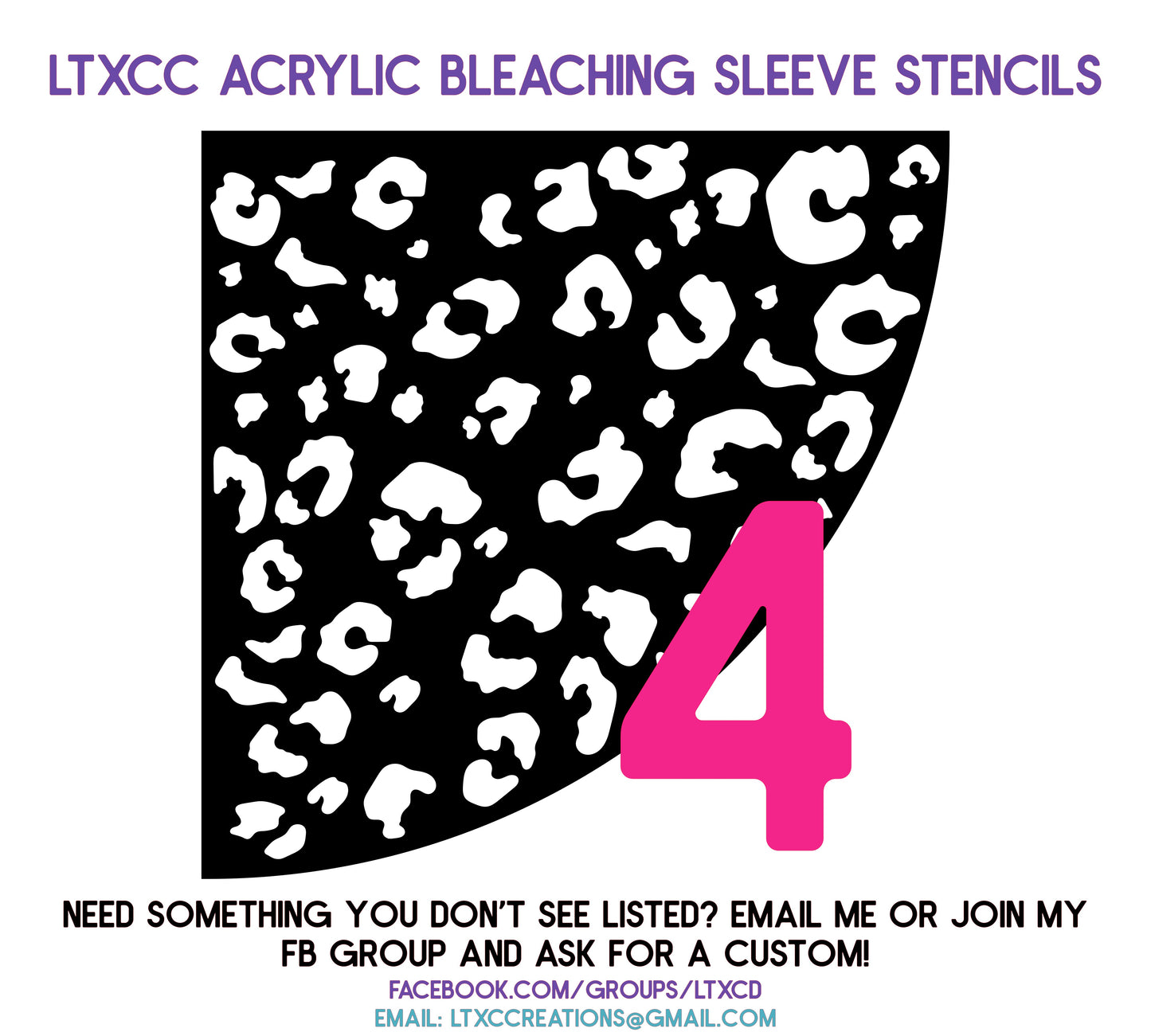 ADULT SIZE Acrylic Bleaching SLEEVE Stencils