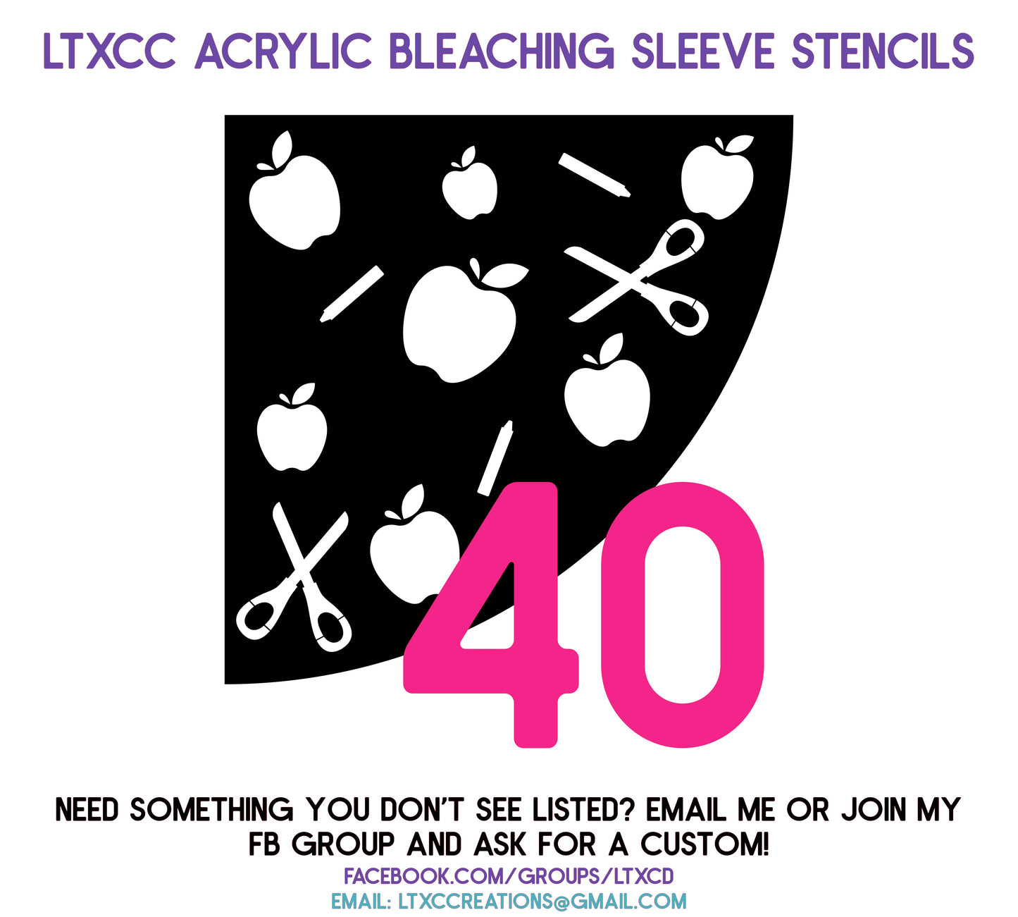 ADULT SIZE Acrylic Bleaching SLEEVE Stencils