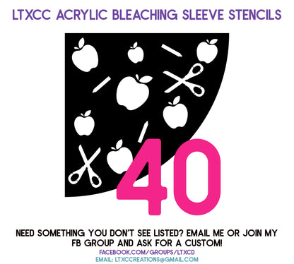 ADULT SIZE Acrylic Bleaching SLEEVE Stencils