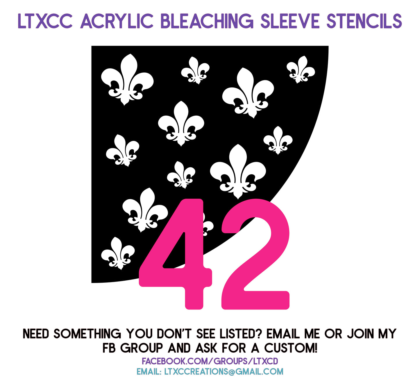 ADULT SIZE Acrylic Bleaching SLEEVE Stencils