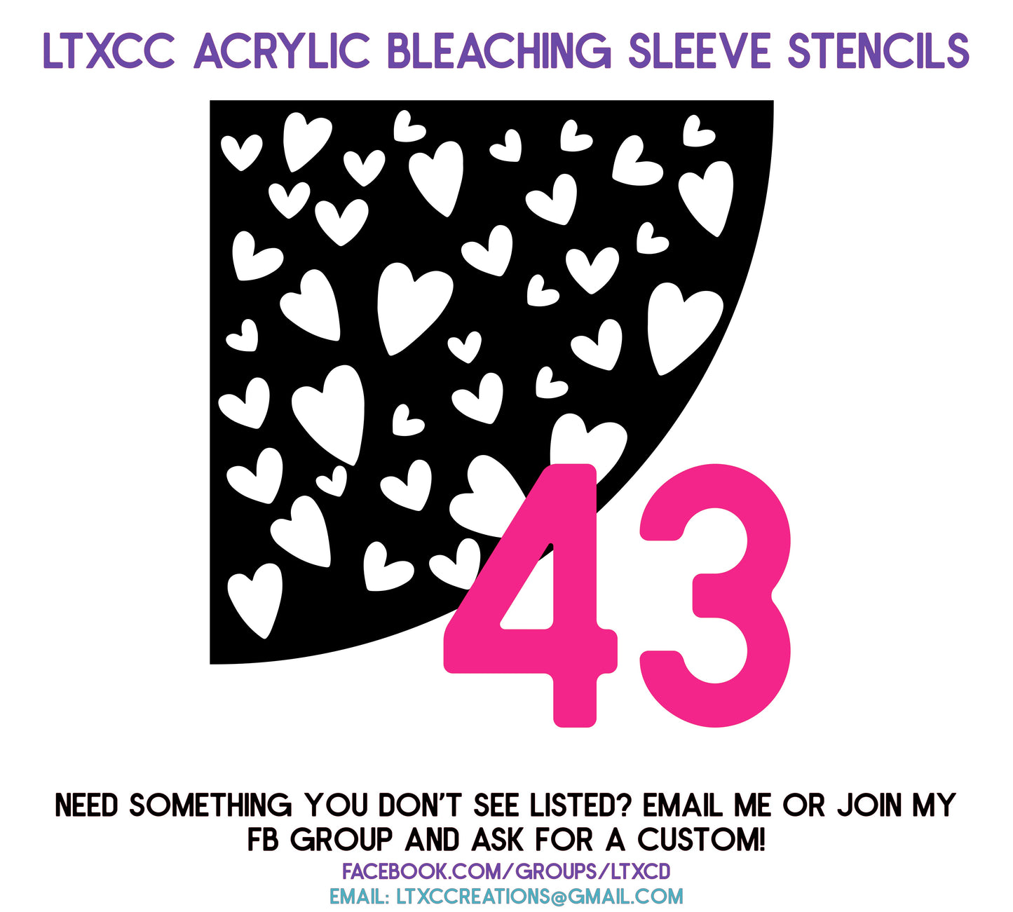 ADULT SIZE Acrylic Bleaching SLEEVE Stencils