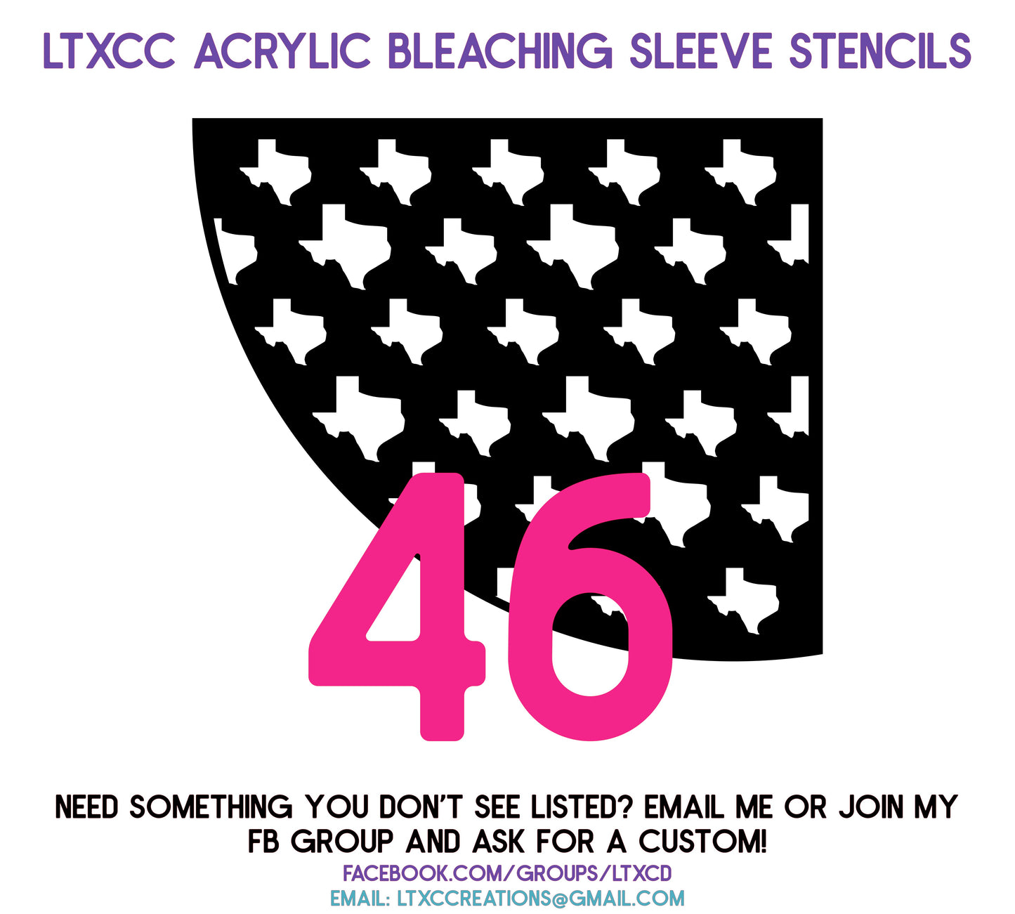 ADULT SIZE Acrylic Bleaching SLEEVE Stencils