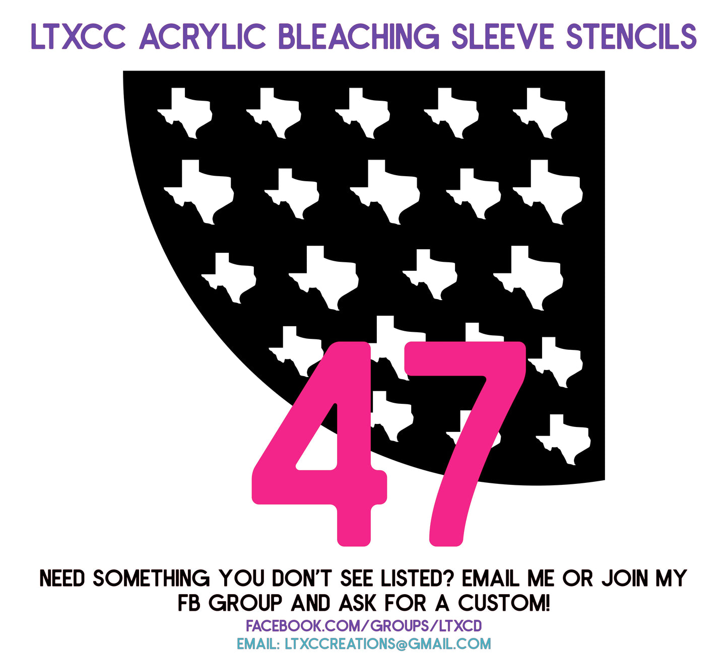ADULT SIZE Acrylic Bleaching SLEEVE Stencils
