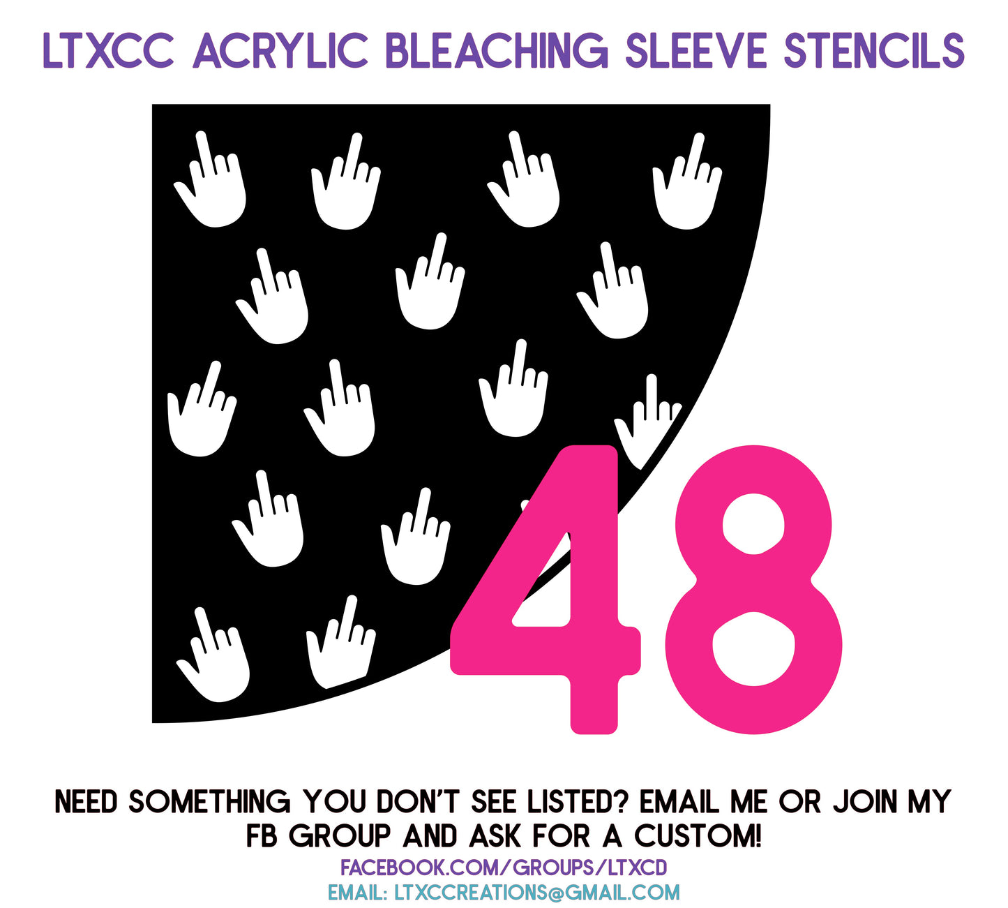 ADULT SIZE Acrylic Bleaching SLEEVE Stencils