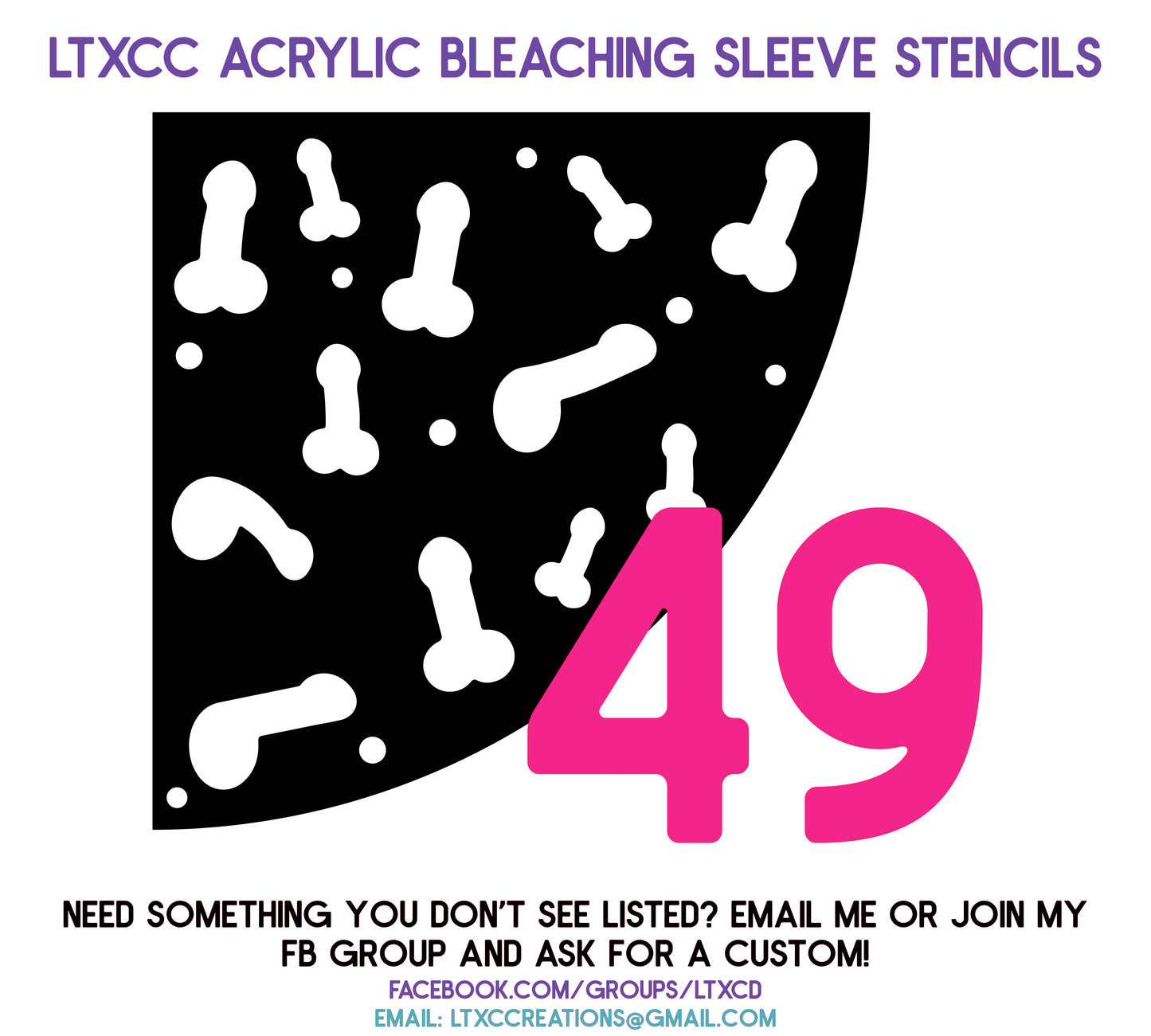 ADULT SIZE Acrylic Bleaching SLEEVE Stencils