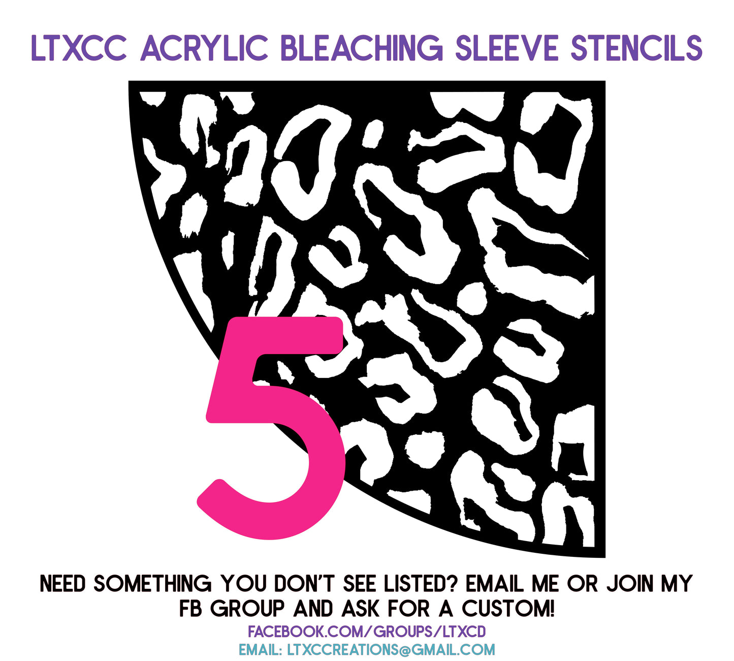 ADULT SIZE Acrylic Bleaching SLEEVE Stencils