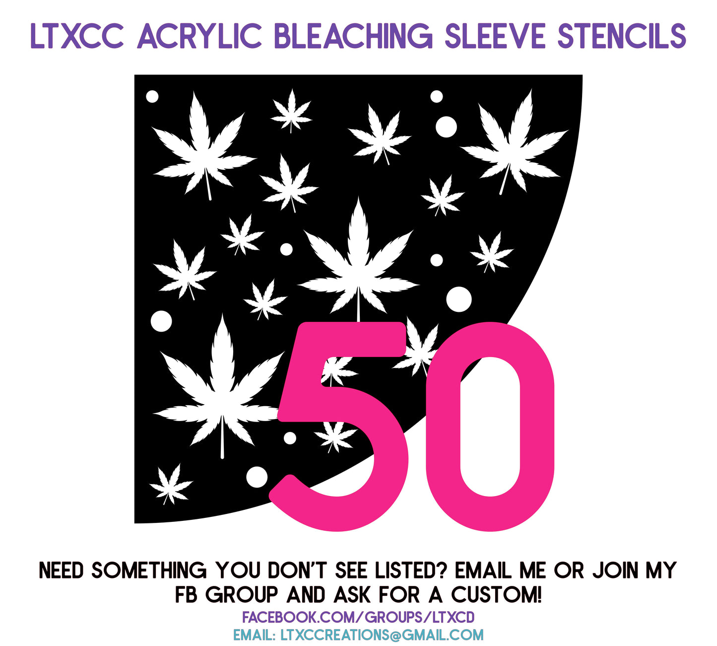 ADULT SIZE Acrylic Bleaching SLEEVE Stencils