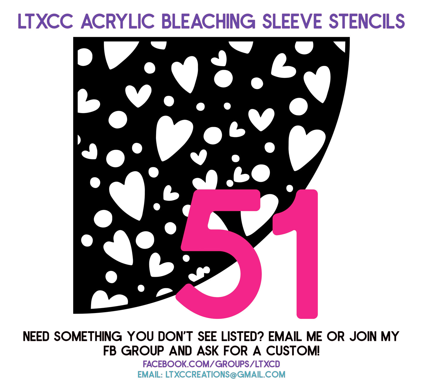 ADULT SIZE Acrylic Bleaching SLEEVE Stencils