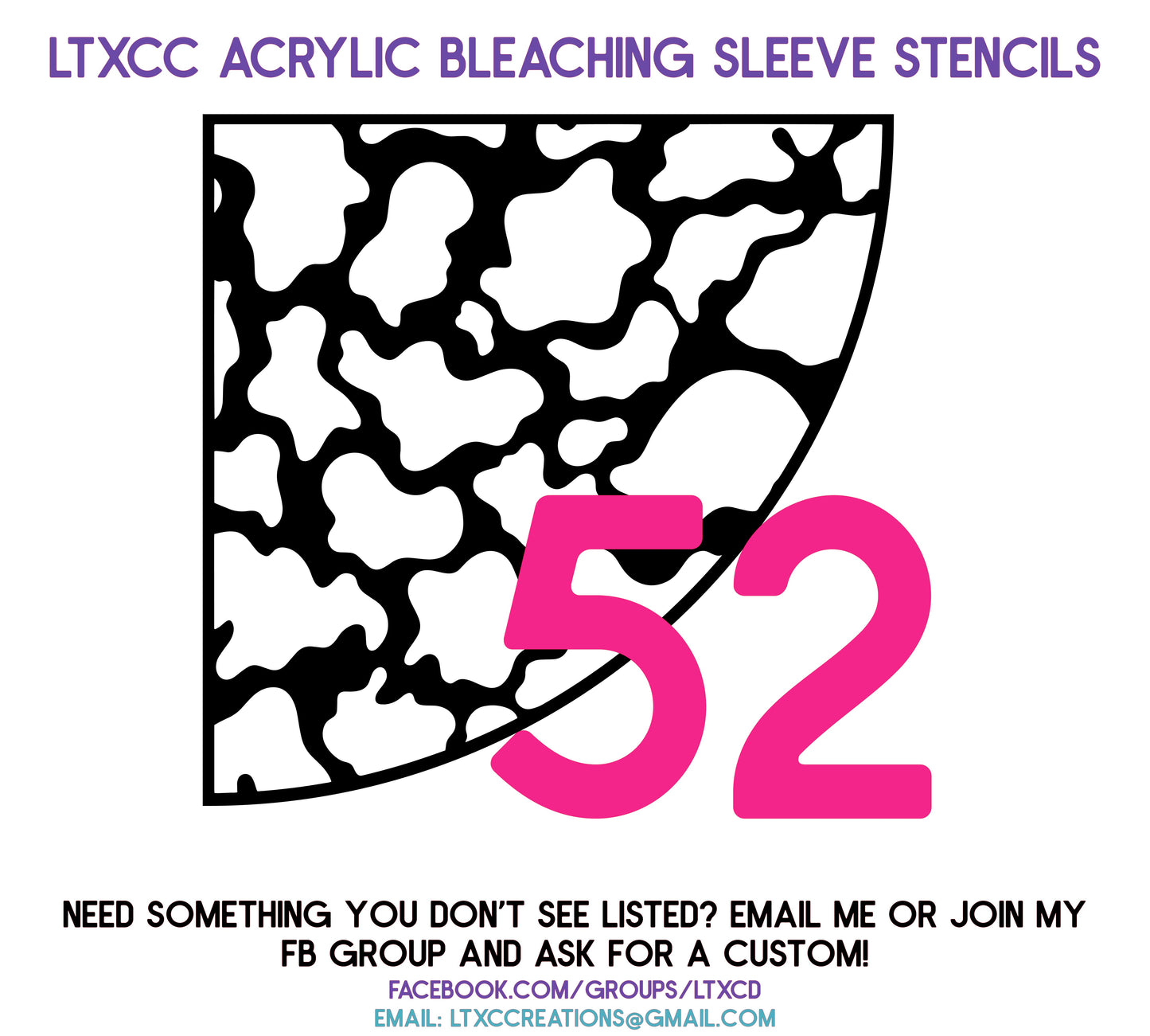 ADULT SIZE Acrylic Bleaching SLEEVE Stencils