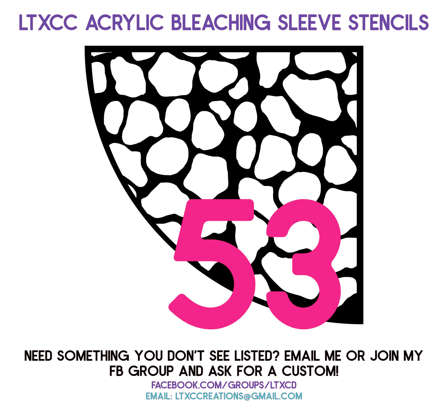ADULT SIZE Acrylic Bleaching SLEEVE Stencils