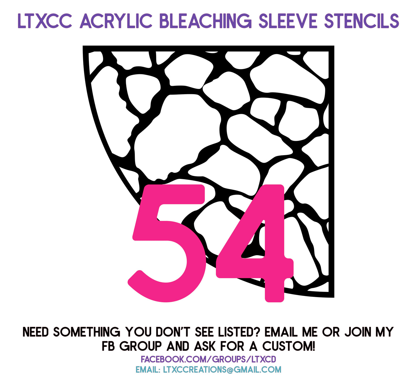 ADULT SIZE Acrylic Bleaching SLEEVE Stencils