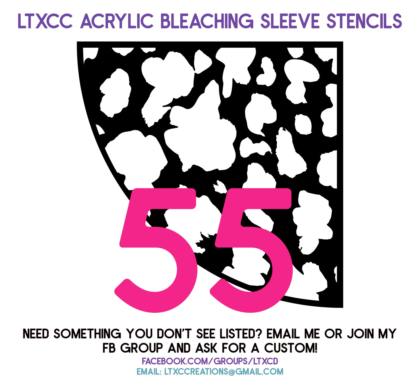 ADULT SIZE Acrylic Bleaching SLEEVE Stencils