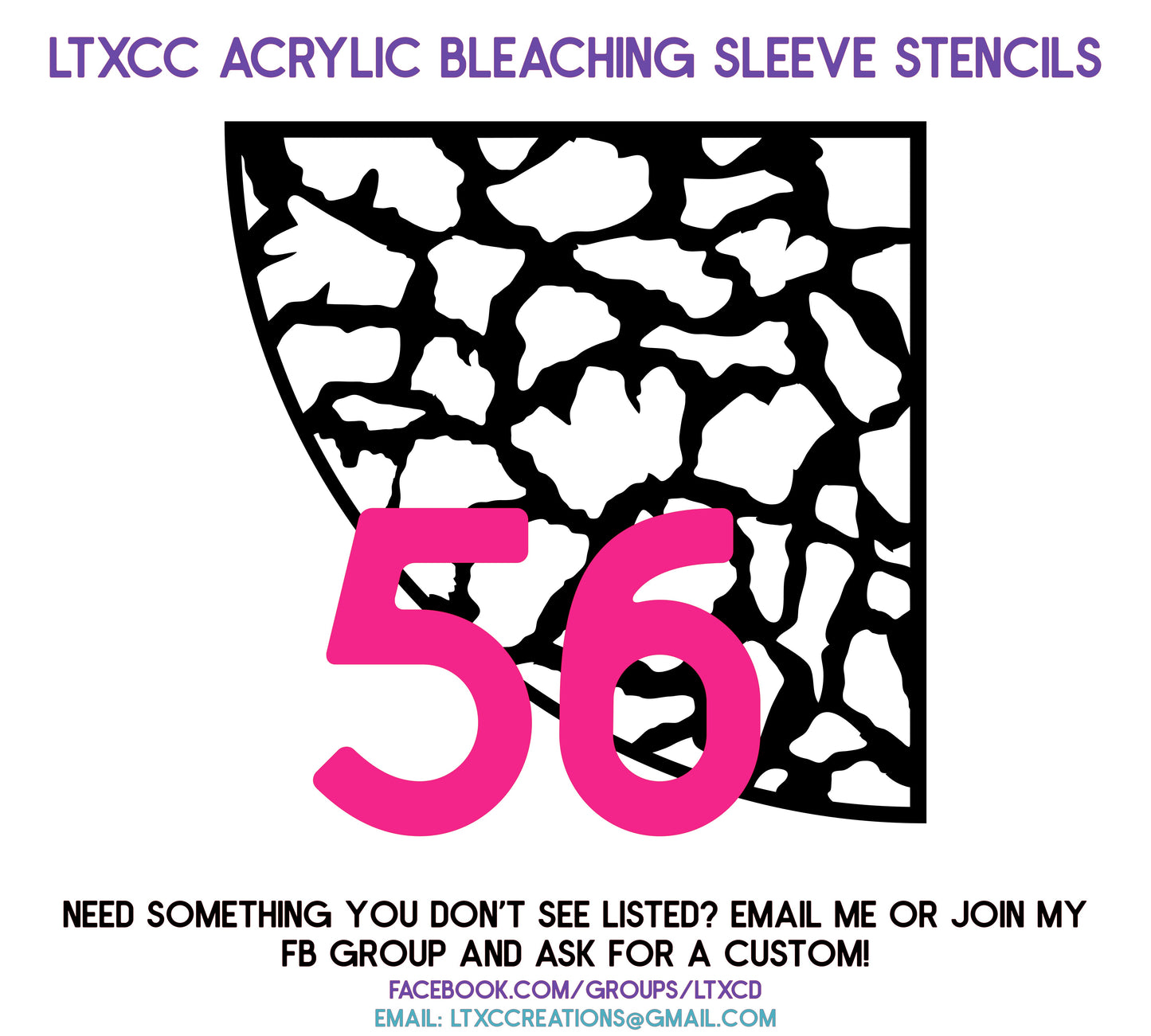 ADULT SIZE Acrylic Bleaching SLEEVE Stencils