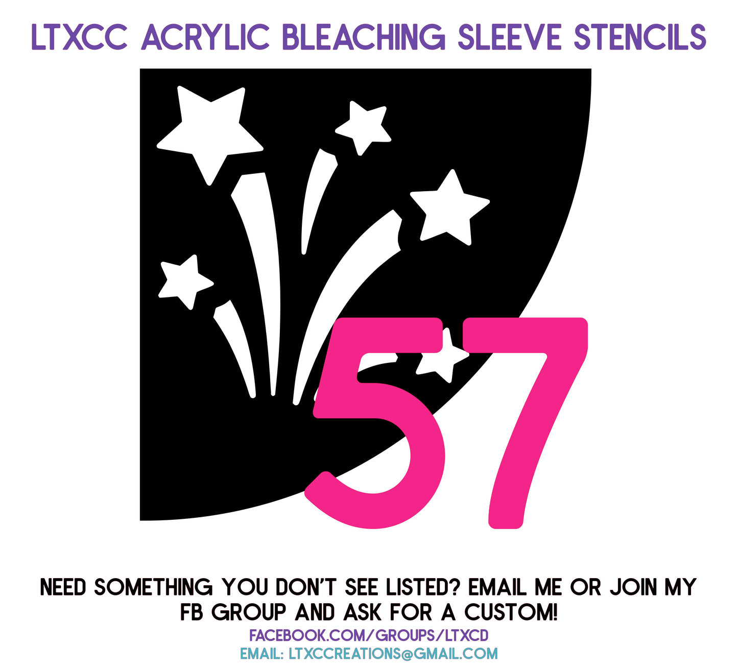 ADULT SIZE Acrylic Bleaching SLEEVE Stencils