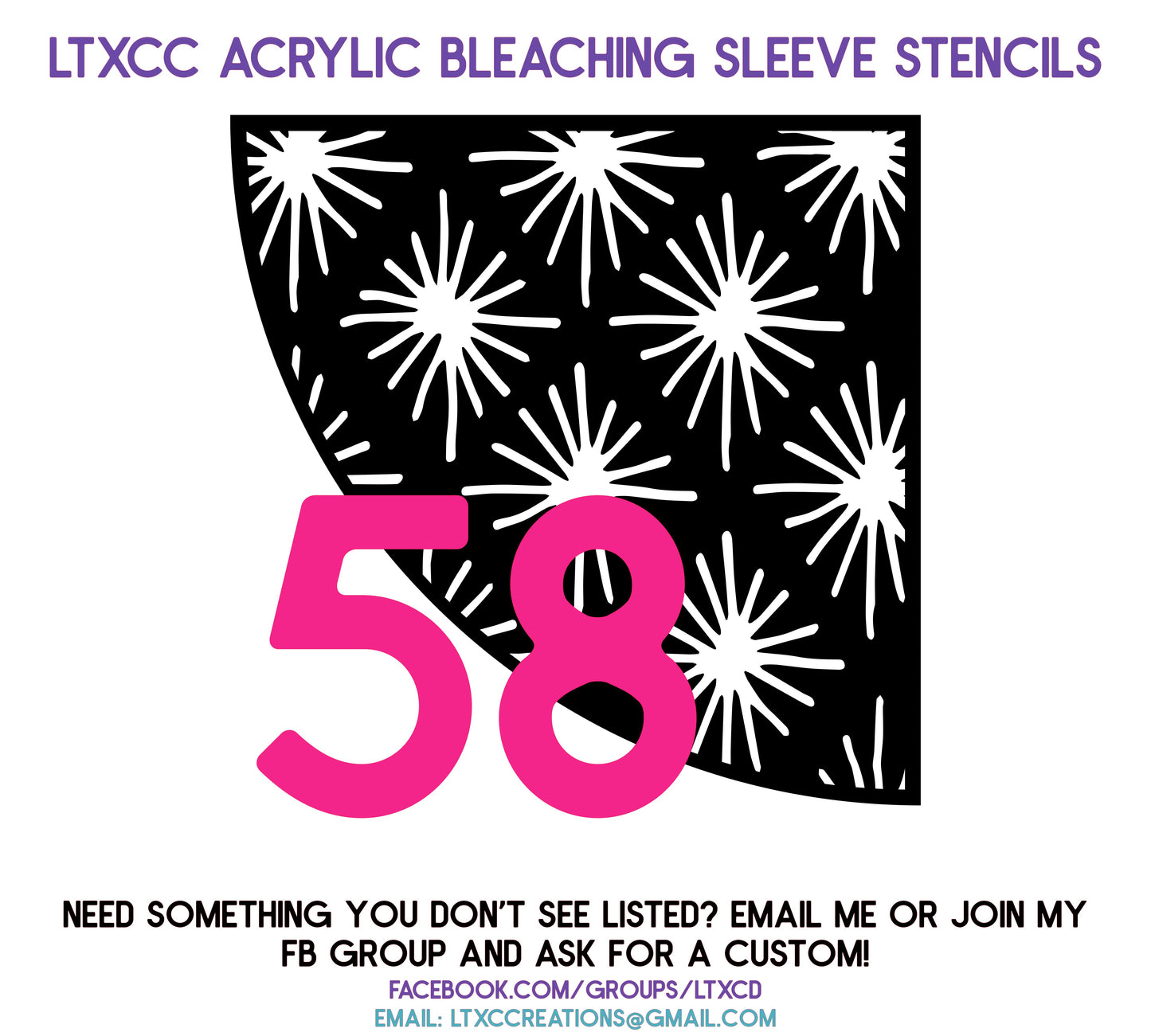 ADULT SIZE Acrylic Bleaching SLEEVE Stencils