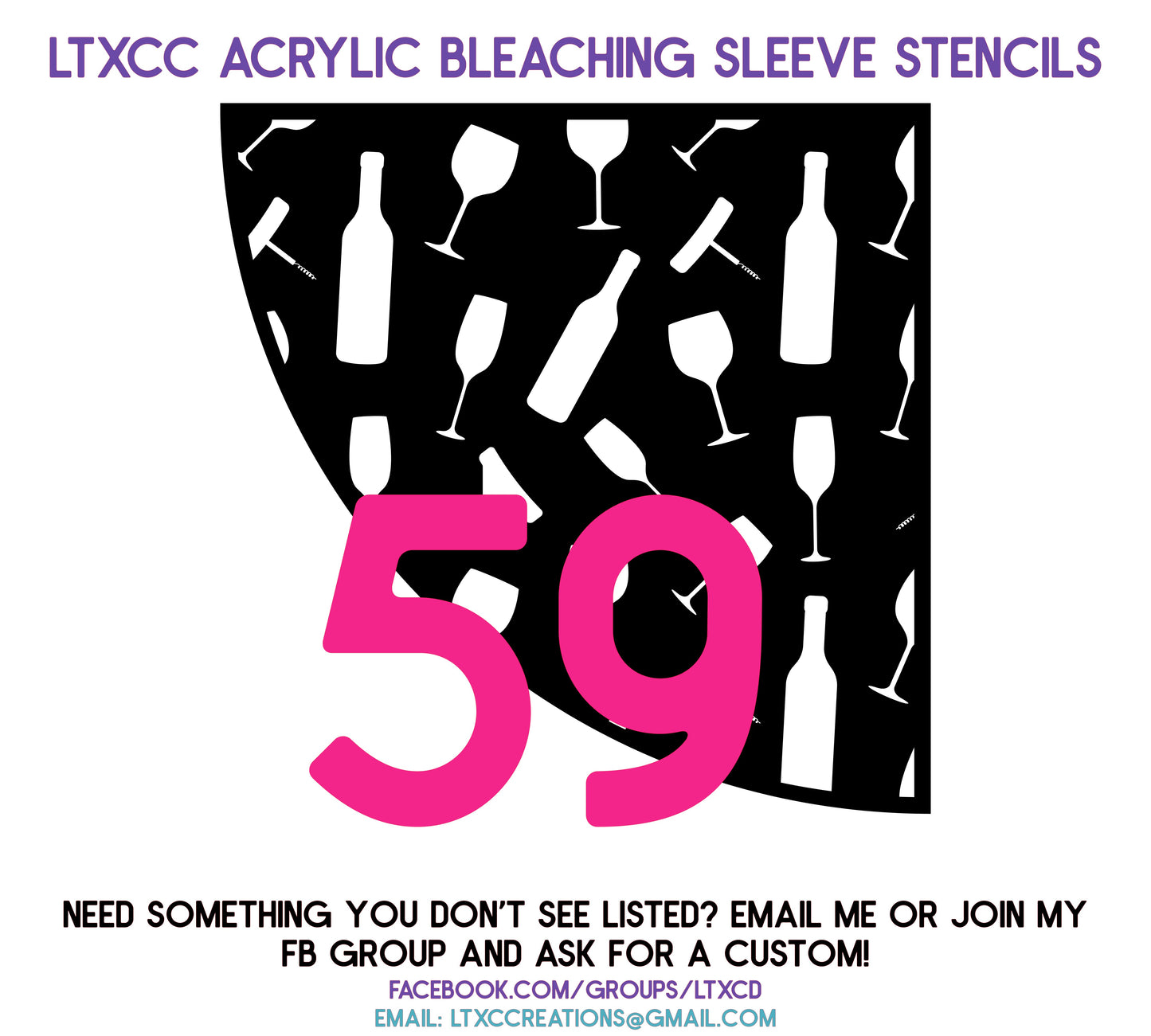 ADULT SIZE Acrylic Bleaching SLEEVE Stencils