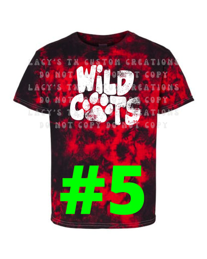 YOUTH WILDCAT TIE DYE TEES - PRE-ORDER - 7-14 DAY TURN AROUND TIME AFTER PRE-ORDER CLOSES TUESDAY, OCT. 11TH
