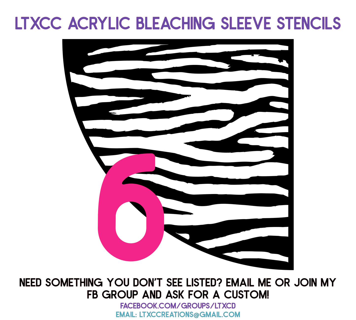 ADULT SIZE Acrylic Bleaching SLEEVE Stencils