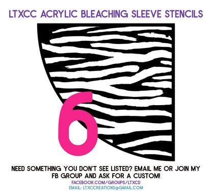ADULT SIZE Acrylic Bleaching SLEEVE Stencils