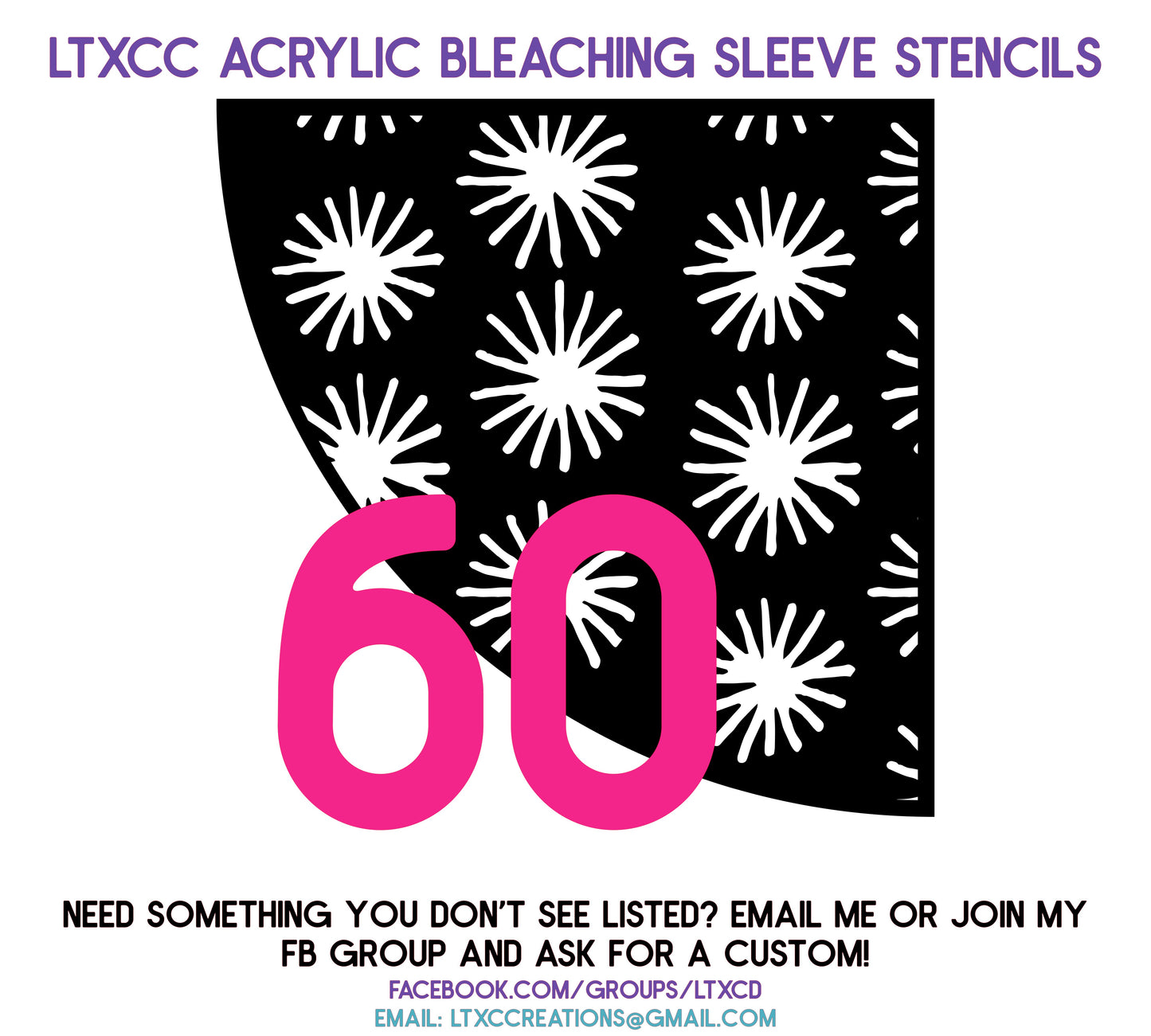 ADULT SIZE Acrylic Bleaching SLEEVE Stencils