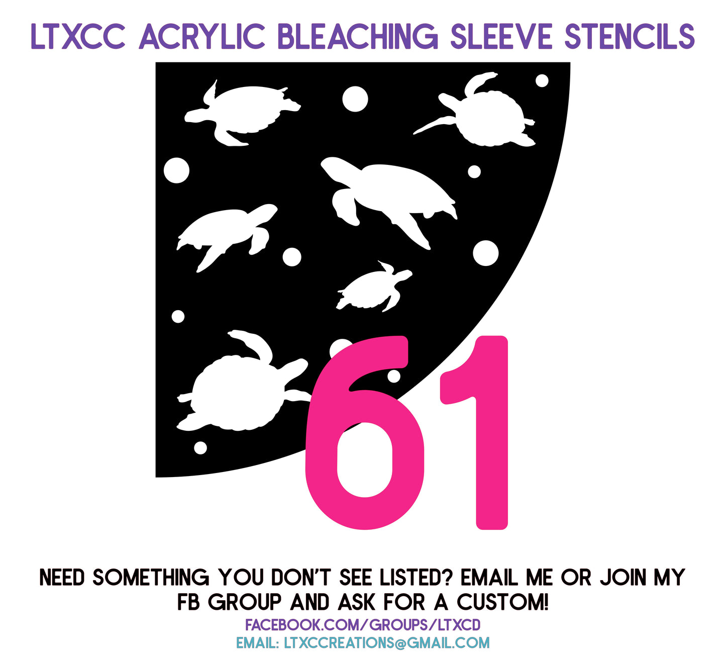 ADULT SIZE Acrylic Bleaching SLEEVE Stencils