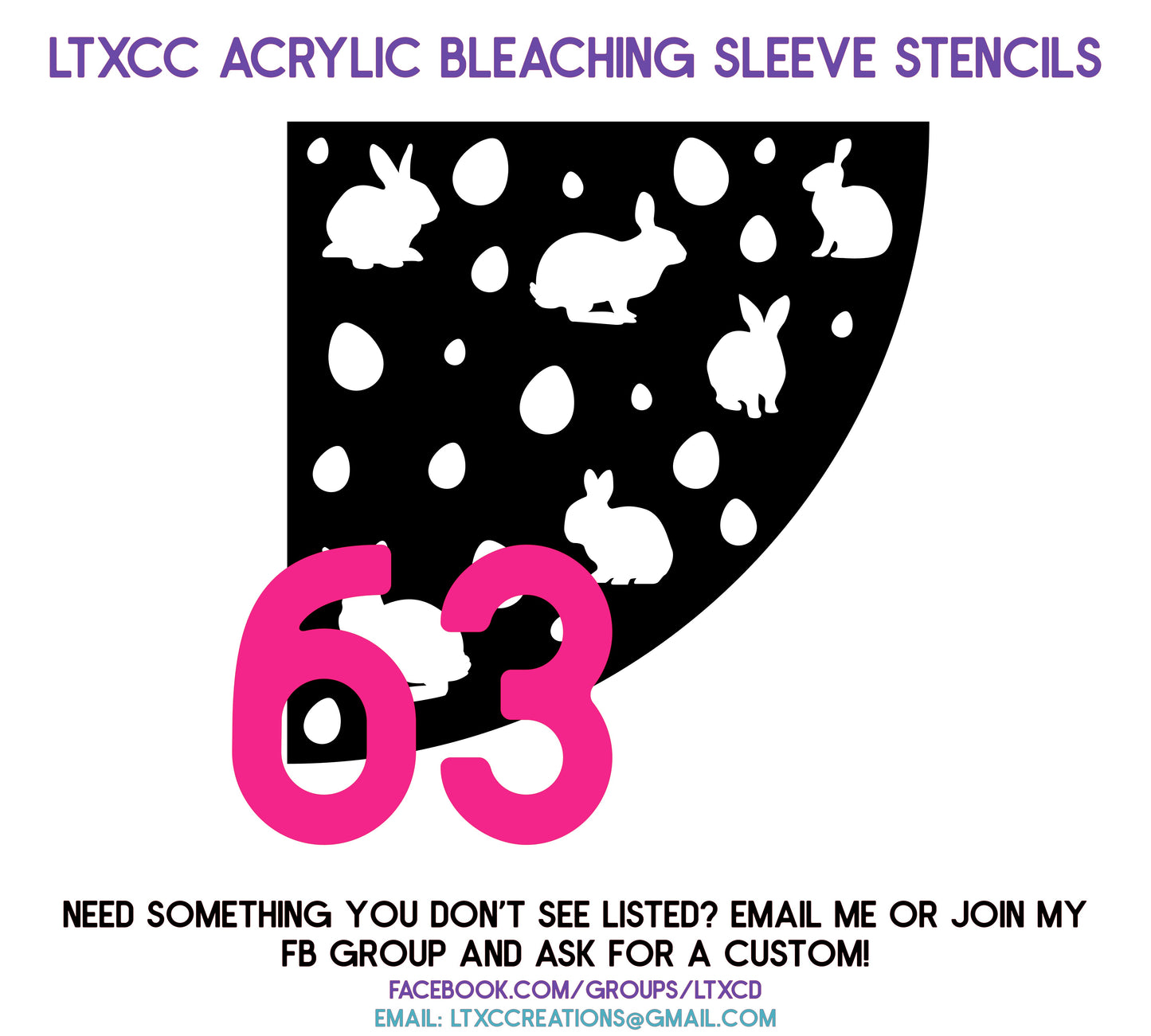 ADULT SIZE Acrylic Bleaching SLEEVE Stencils
