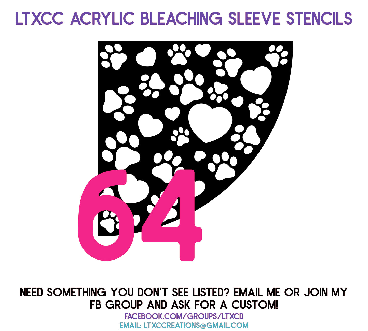ADULT SIZE Acrylic Bleaching SLEEVE Stencils
