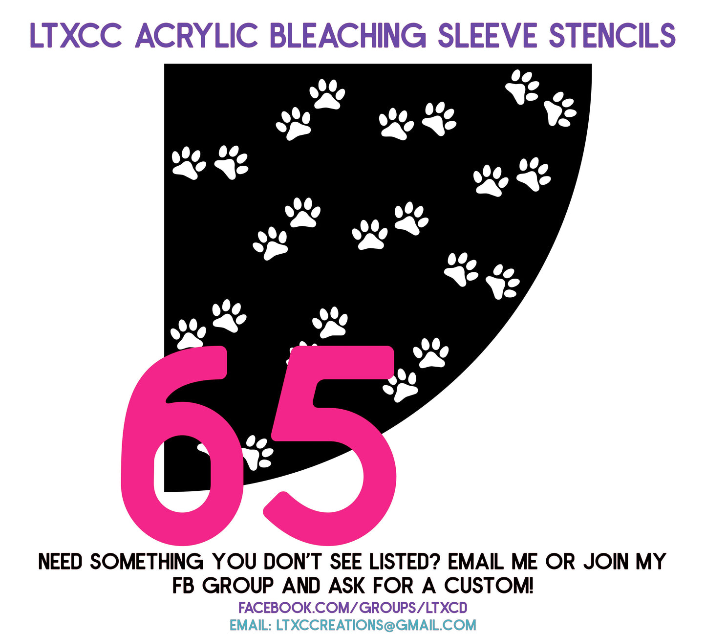 ADULT SIZE Acrylic Bleaching SLEEVE Stencils