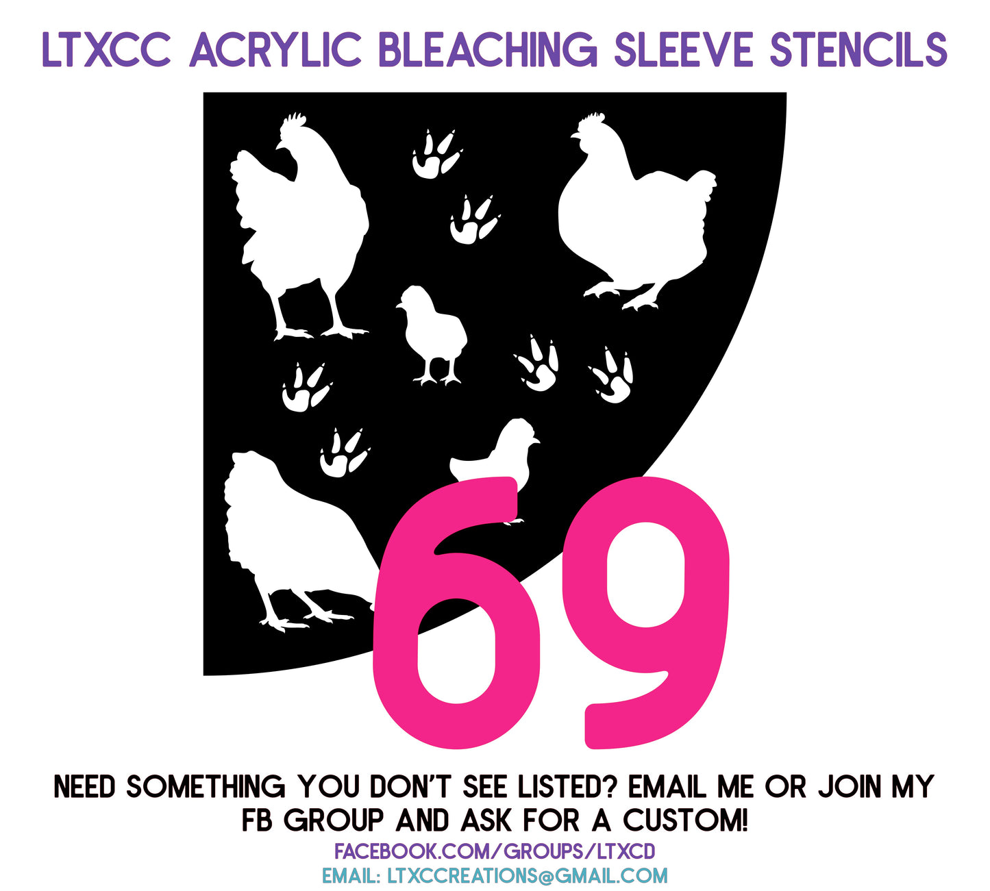 ADULT SIZE Acrylic Bleaching SLEEVE Stencils