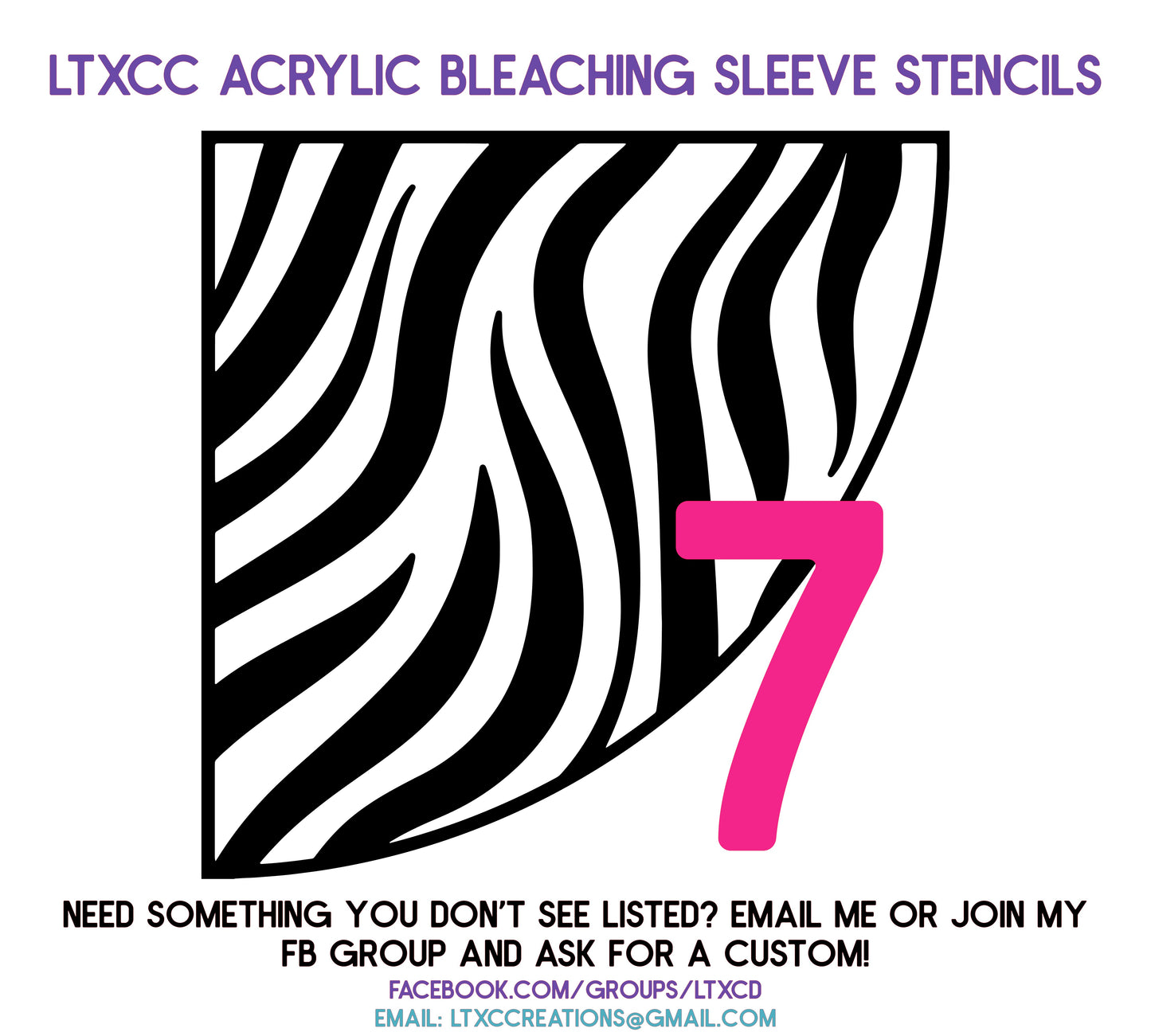 ADULT SIZE Acrylic Bleaching SLEEVE Stencils