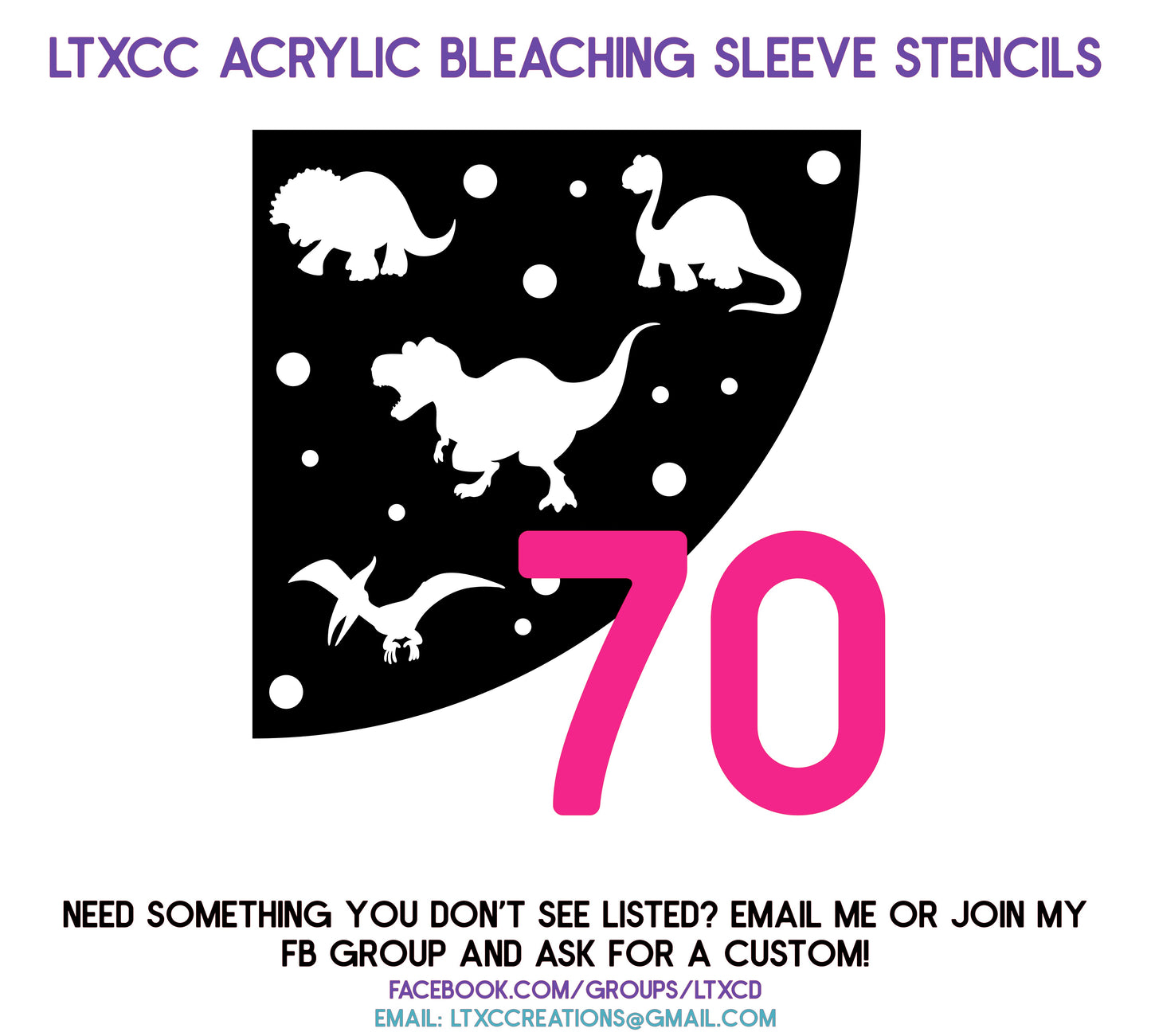 ADULT SIZE Acrylic Bleaching SLEEVE Stencils