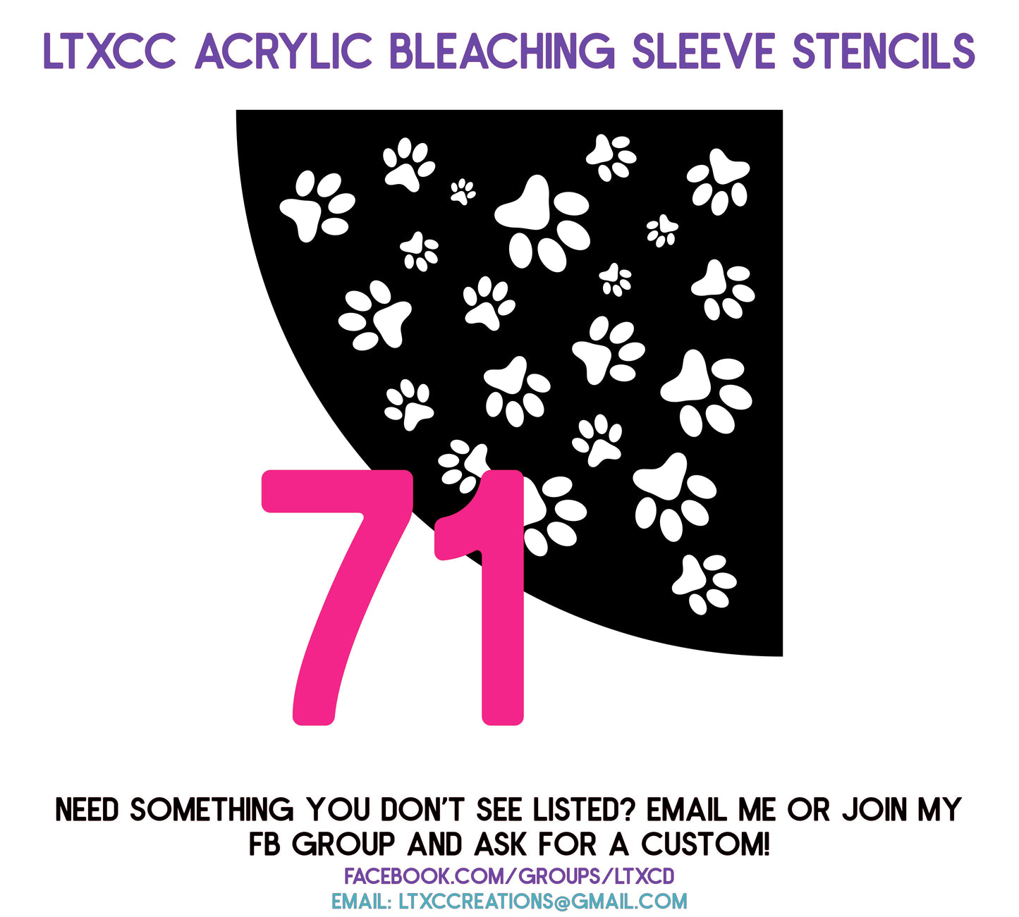 ADULT SIZE Acrylic Bleaching SLEEVE Stencils