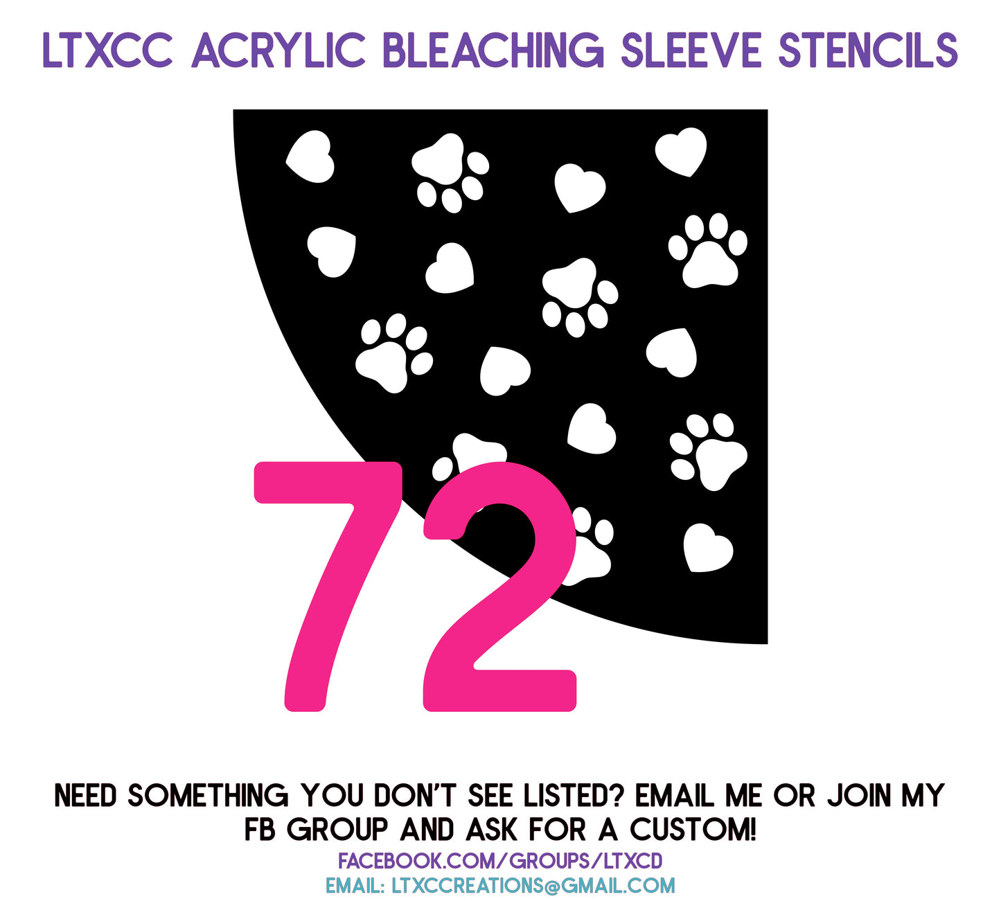 ADULT SIZE Acrylic Bleaching SLEEVE Stencils