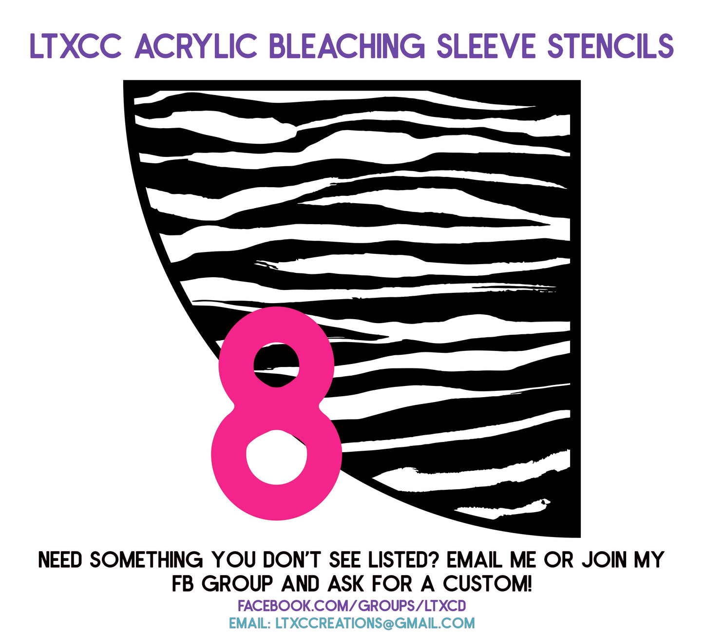 ADULT SIZE Acrylic Bleaching SLEEVE Stencils