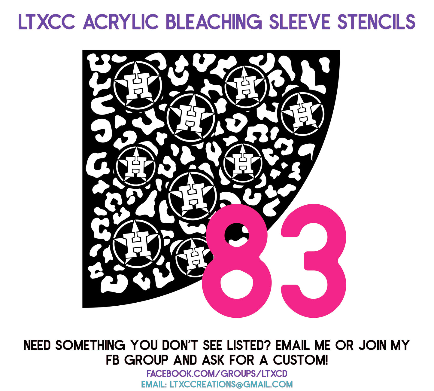 ADULT SIZE Acrylic Bleaching SLEEVE Stencils