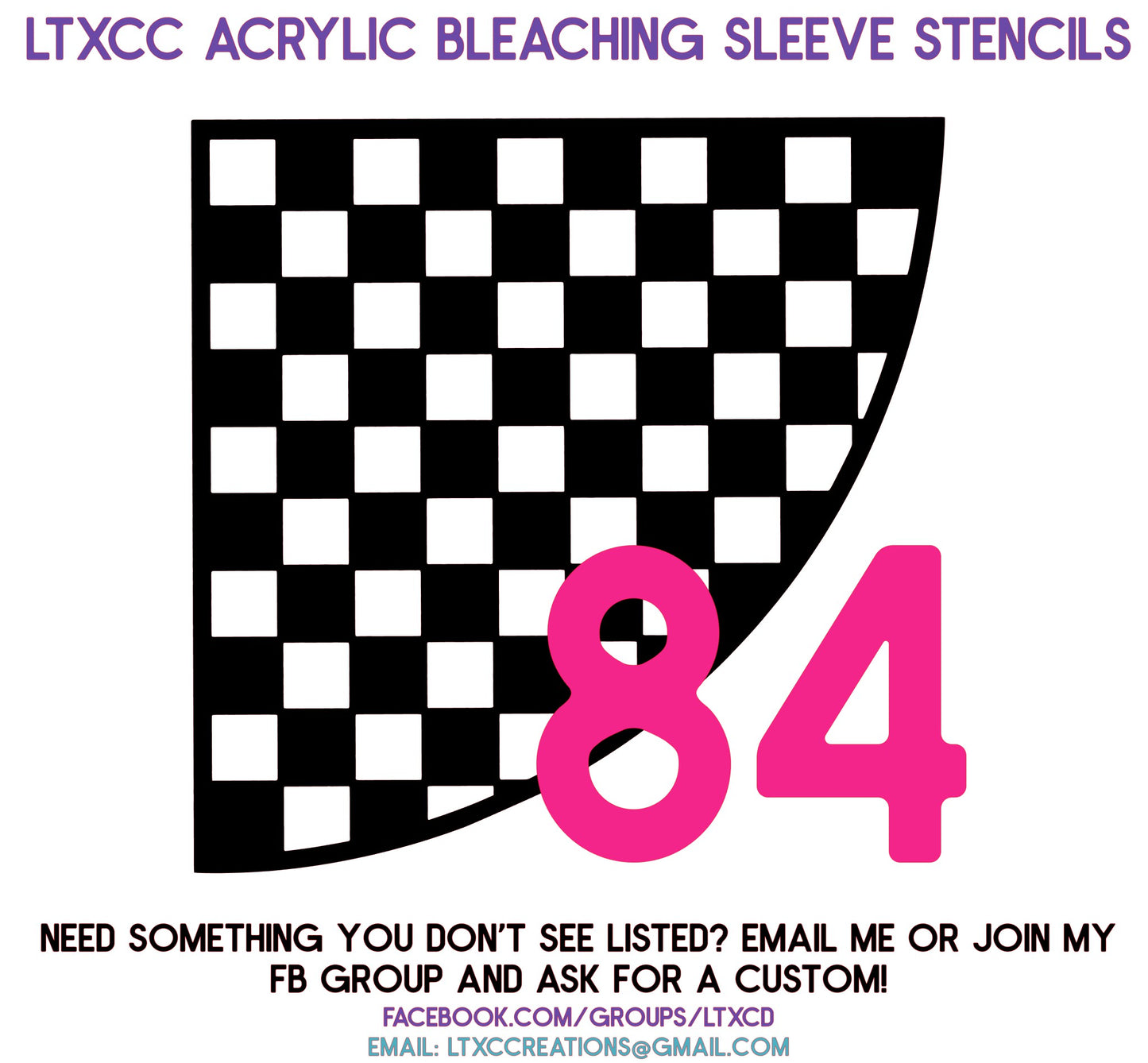 ADULT SIZE Acrylic Bleaching SLEEVE Stencils