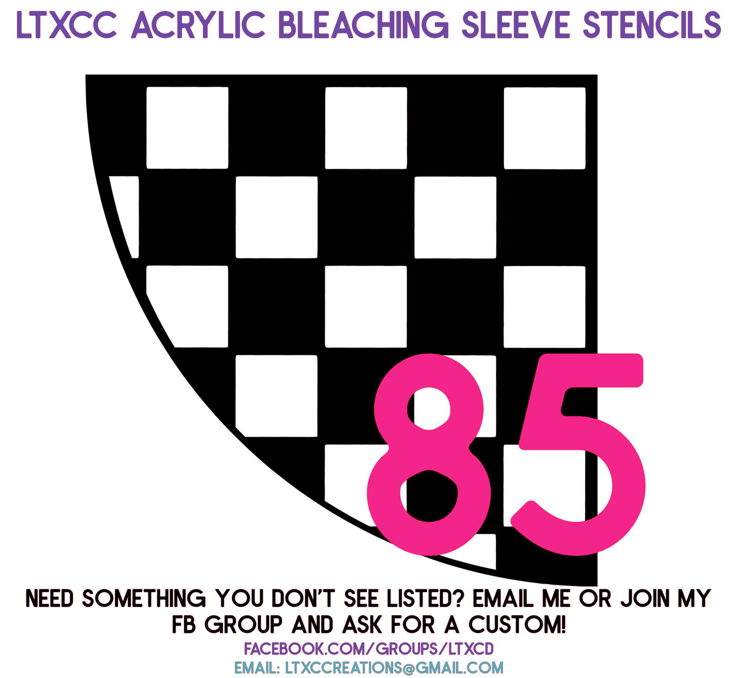 ADULT SIZE Acrylic Bleaching SLEEVE Stencils