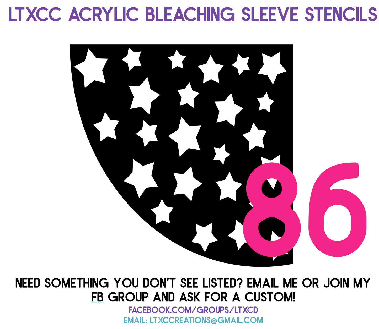 ADULT SIZE Acrylic Bleaching SLEEVE Stencils