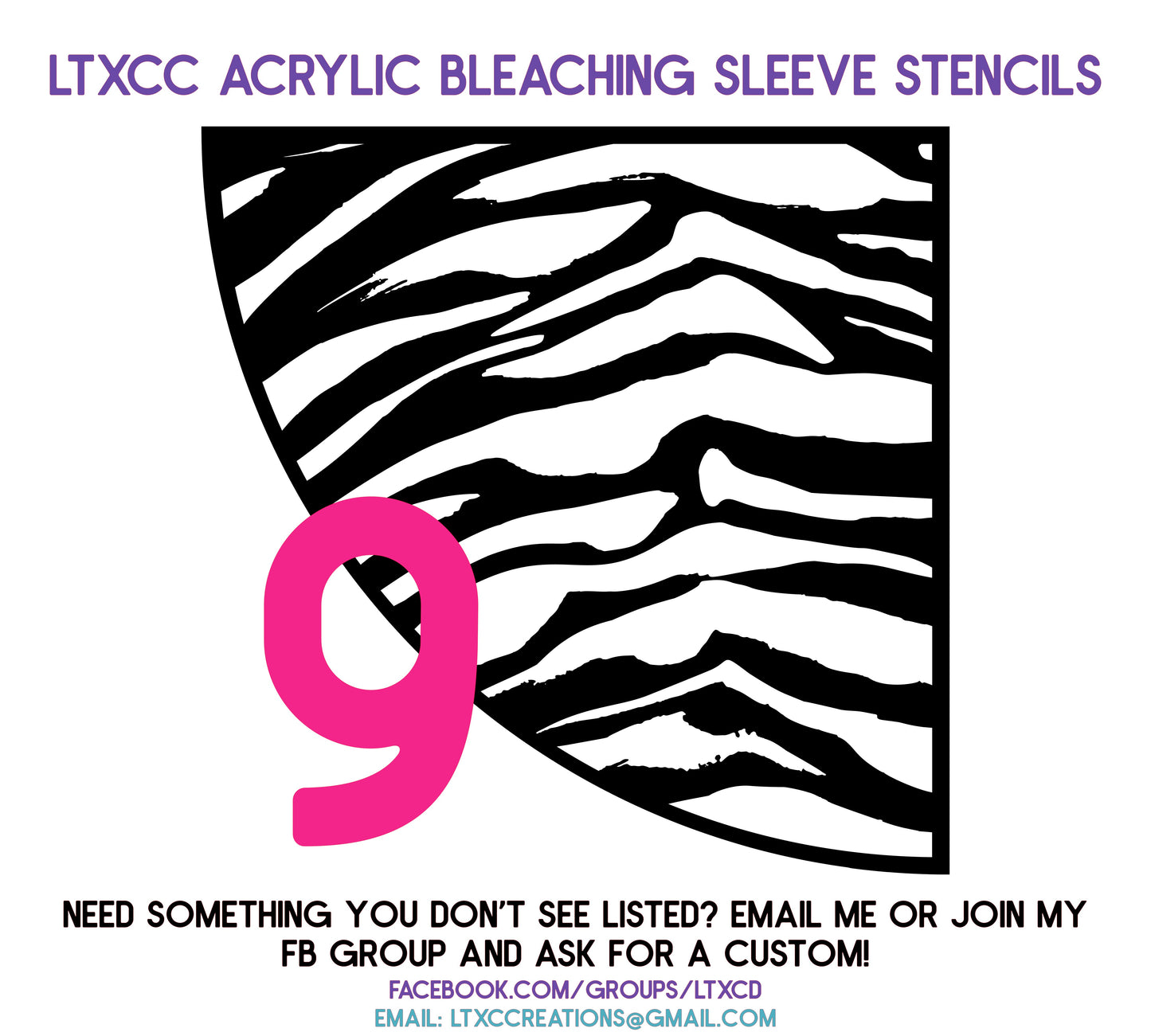 ADULT SIZE Acrylic Bleaching SLEEVE Stencils