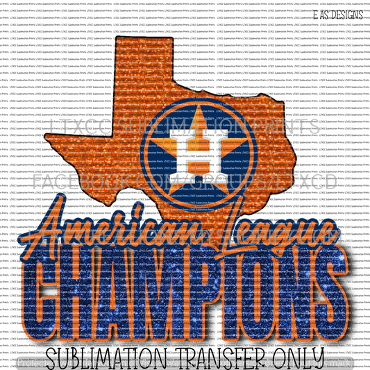 A S T R O S American League Champions # 2 -  SUBLIMATION PRINT TRANSFER