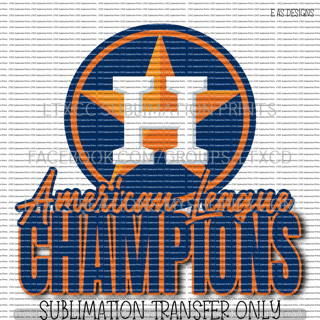 A S T R O S  American League Champions -  SUBLIMATION PRINT TRANSFER